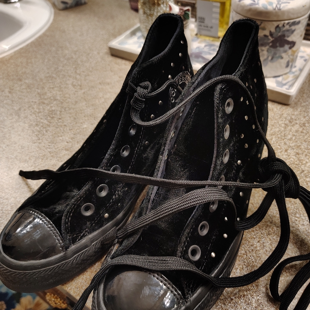 Converse Velvet Wedge Sneakers